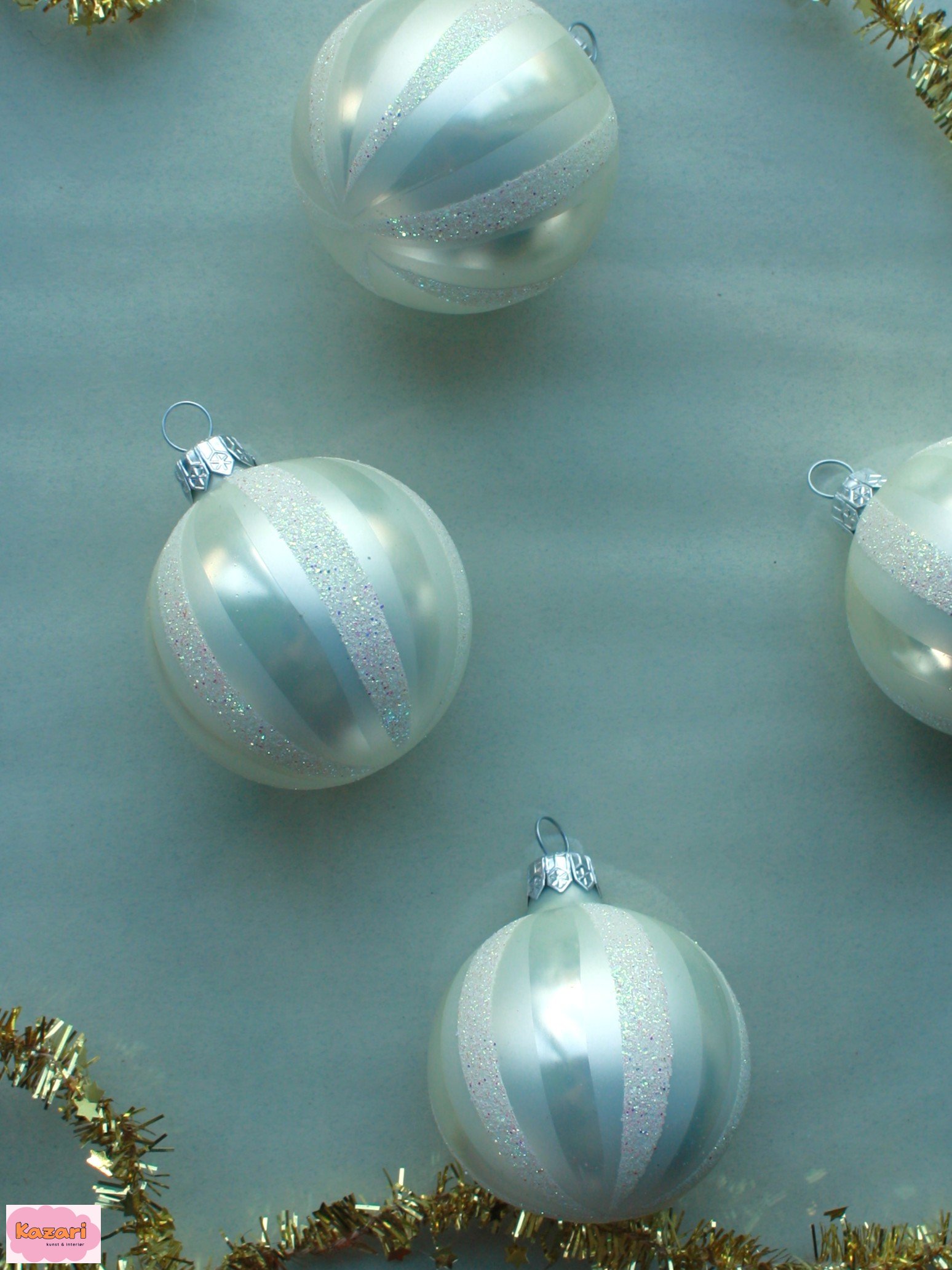 Glaskugle med glimmer striber