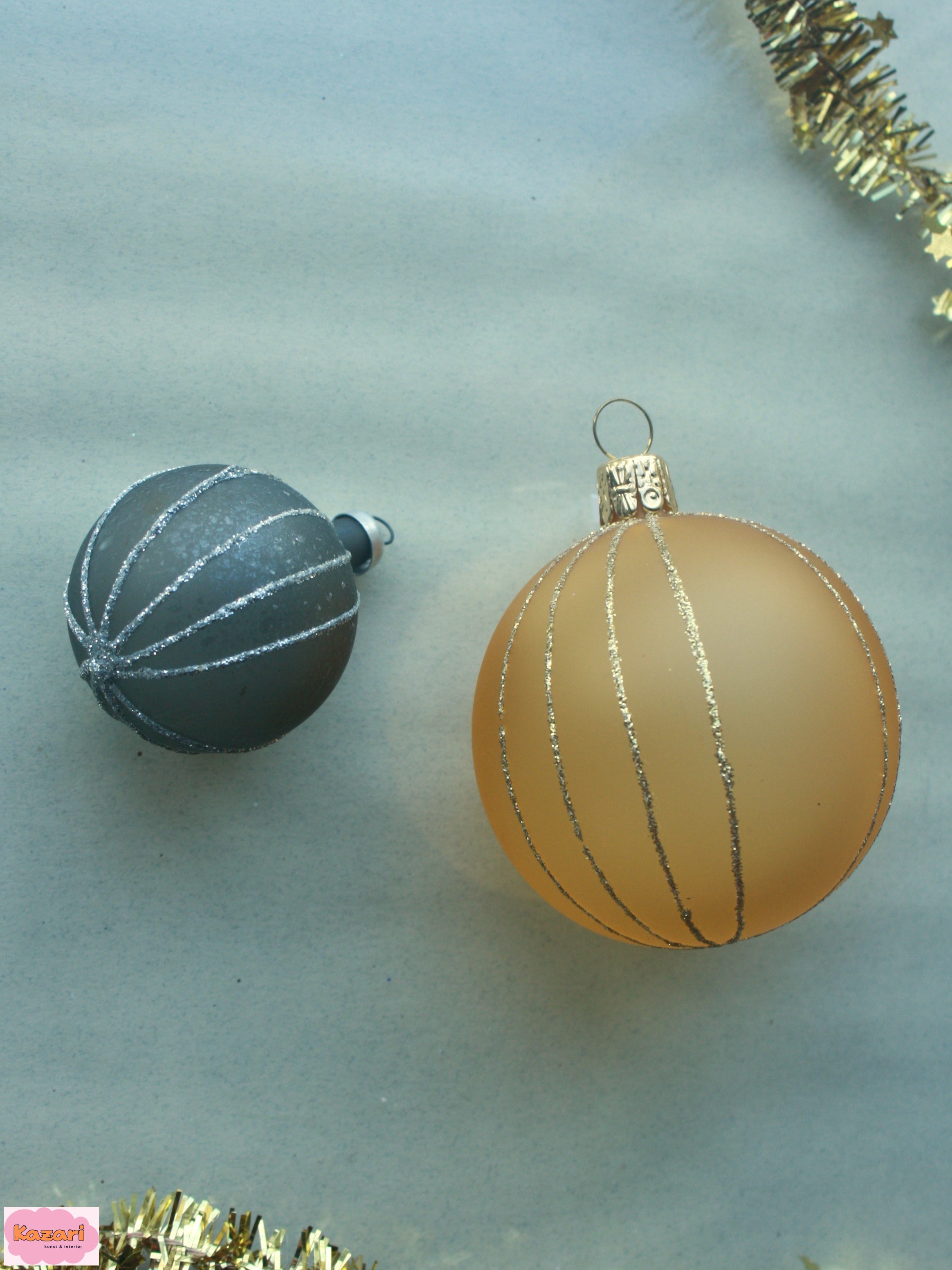 Glaskugler med glimmer striber