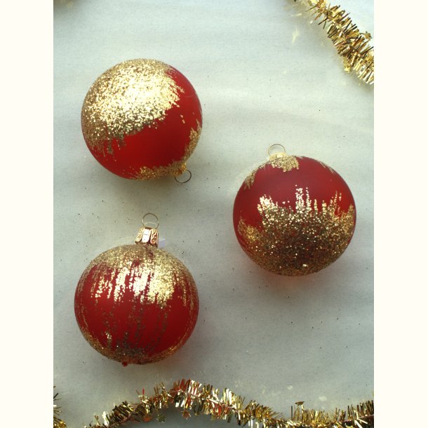 Glaskugle med guld glimmer